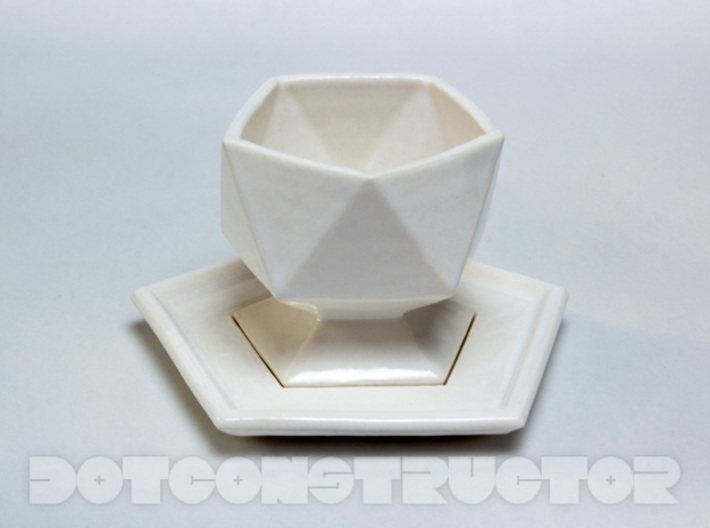Icosahedral Cup 3d printed Shown with Saucer - Sold Separately