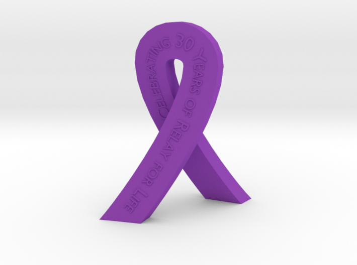 Standing Cancer Ribbon - Relay for Life 30 Years 3d printed 