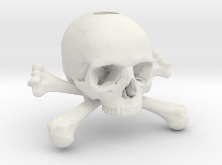 35mm 1.4in Keychain Skull &amp; Bones Bead 3d printed