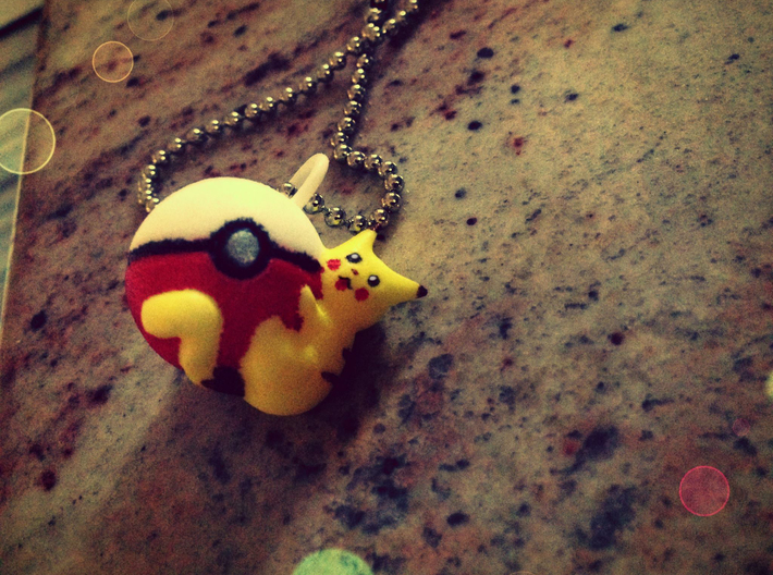 Pikachu on a Pokeball Charm 3d printed &quot;I choose you!&quot;