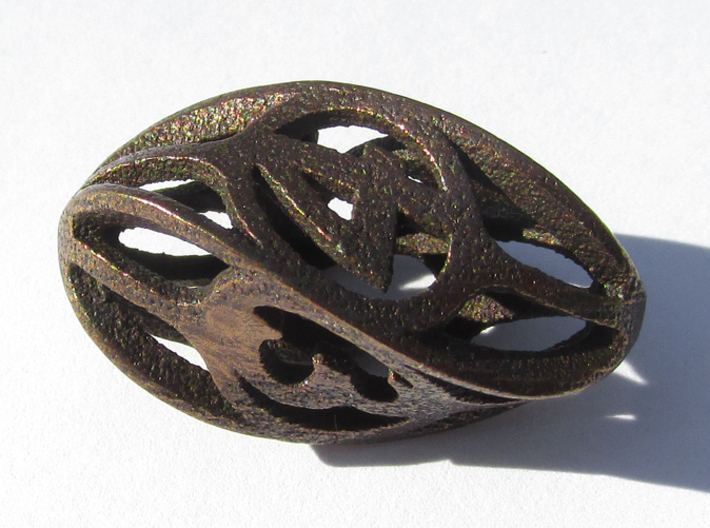 Twisty Spindle d4 3d printed In Polished Bronze Steel