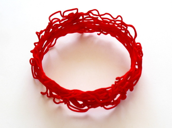 Turbulent Bangle 3 3d printed This bangle is printed in red strong &amp; flexible polished. It is on display at the Oz gallery in Thornton, CO!