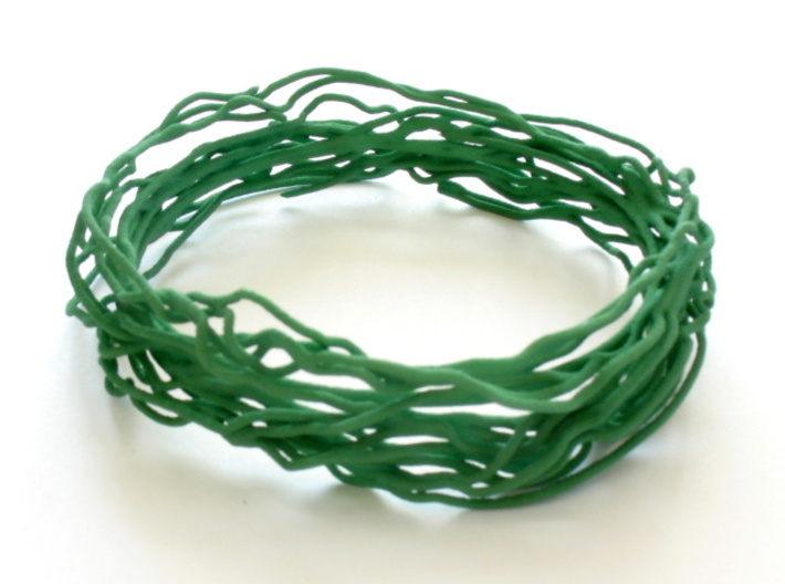 Turbulent Bangle 2 3d printed Bangle printed in green strong and flexible