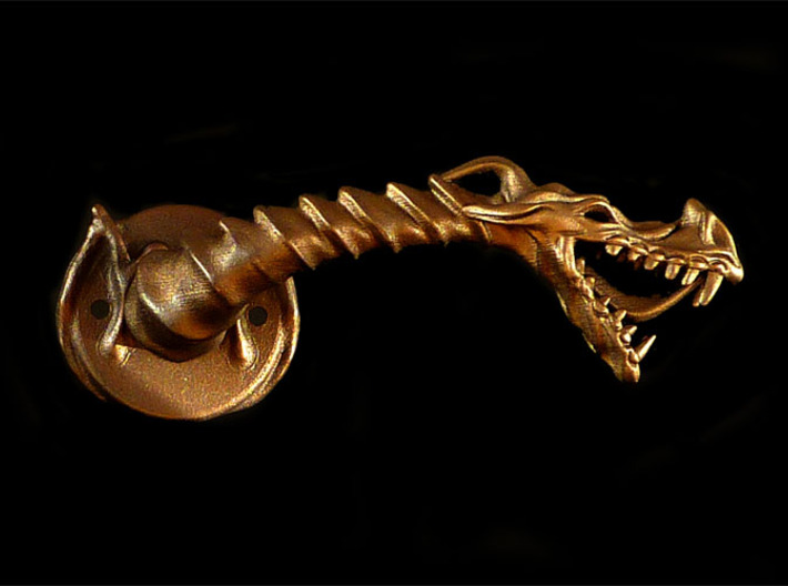 Dragon doorhandle 005 3d printed dragon doorhandle no.5 - 3D print in matte bronze steel