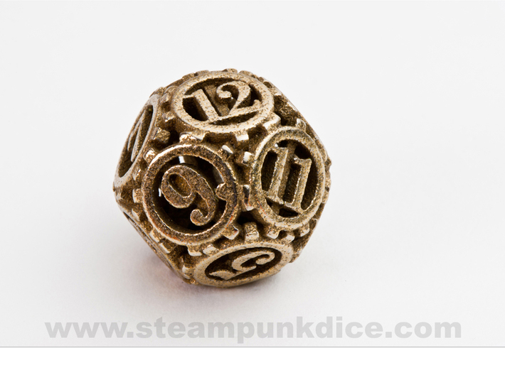 Steampunk Gear d12 3d printed Stainless Steel