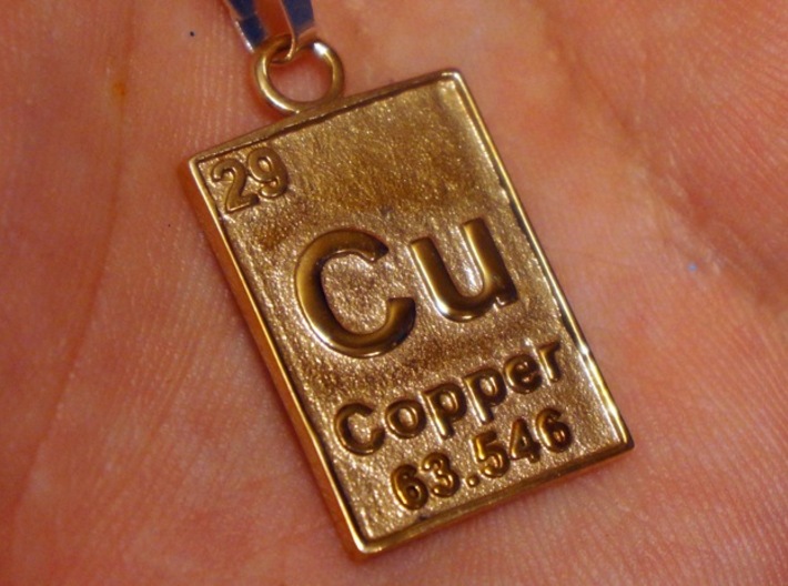 Copper Periodic Table Pendant 3d printed Copper Pendant In Polished Bronze