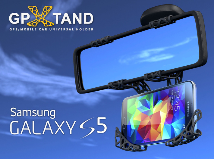 GPXtand - Universal Mobile and GPS Car Holder 3d printed GPXtand with Sansung Galaxy S5 - WITH OR WITHOUT CASE!