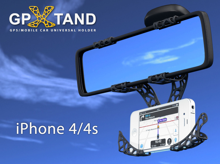 GPXtand - Universal Mobile and GPS Car Holder 3d printed GPXtand with iPhone 4/4s - WITH OR WITHOUT CASE!