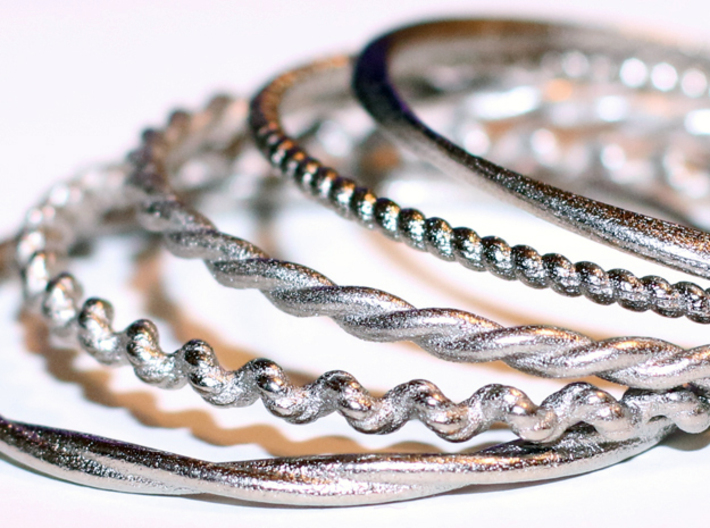 Twisted Bangle Bracelet MEDIUM 3d printed 3D Printed Bangle Bracelets in Polished Nickel Steel