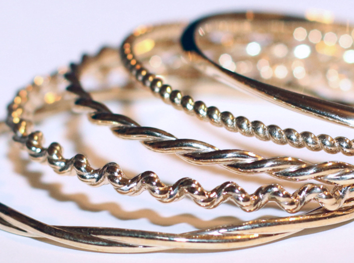 DoubleTwist Bangle Bracelet LARGE 3d printed 3D Printed Bangle Bracelets in Polished Brass