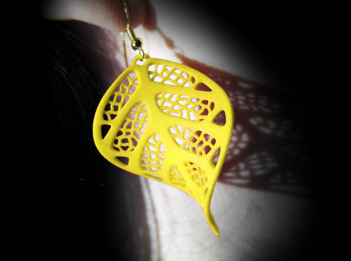 Leaf earrings 3d printed 
