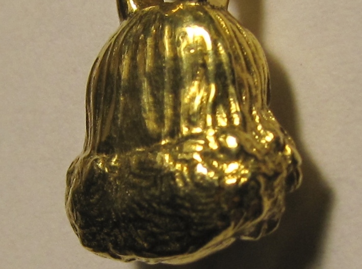Chatty Cathy Earring or charm 3d printed Actual Photo of back view of Polished Brass