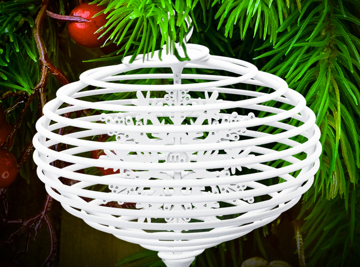 Spiral christmas ball with snowflake 3d printed