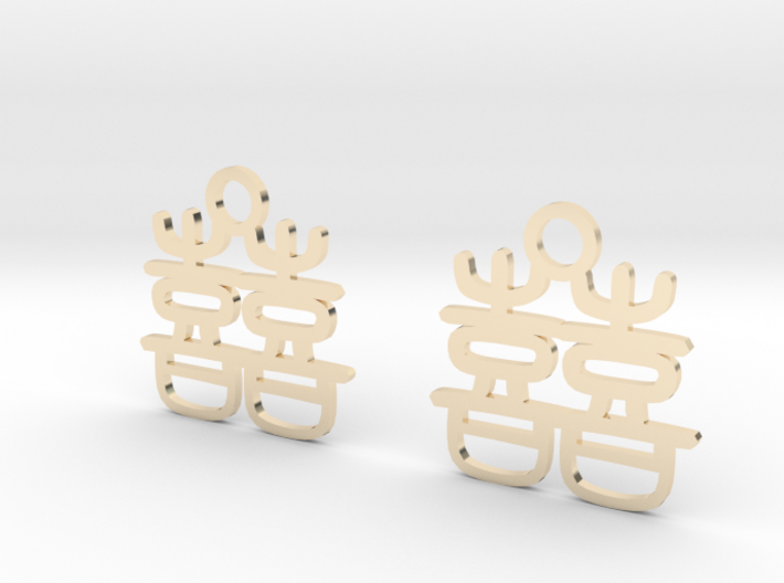 Double Happiness Earrings 3d printed