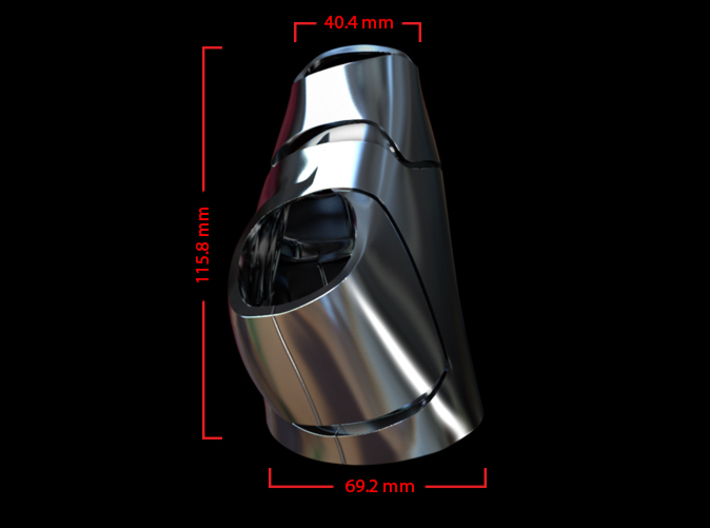 Metal Iron Man Right Palm Armor (Size Medium) 3d printed CG Render (Side Measurements)
