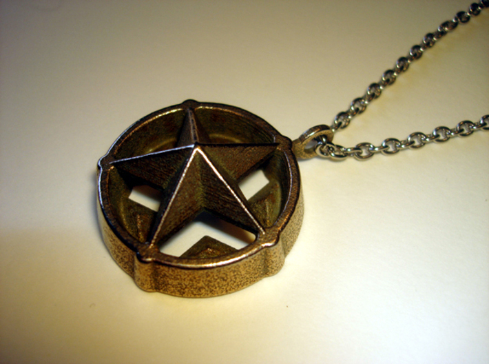 Star Pendant 3d printed Stainless steel - Photo of an actual item (chain not included)