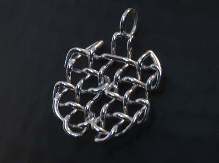 Woven pendant 3d printed Pendant in Premium silver