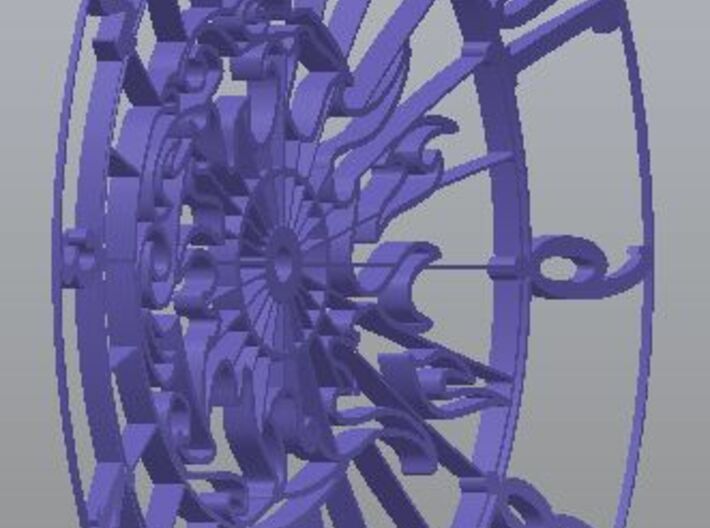 Sun-Moon Clock Face (Mark II) 3d printed Rear view (dished)