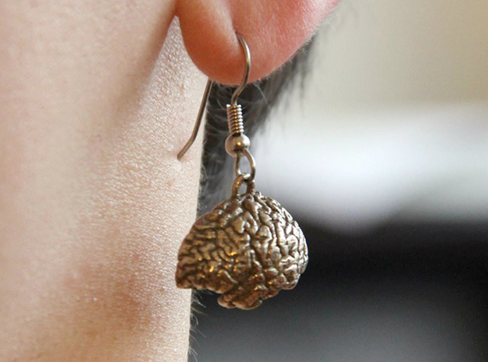 Custom (Your Brain!) Earrings (Two Hemispheres) 3d printed Product does not ship with hooks