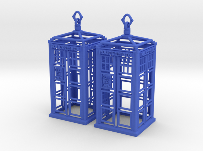 Police Box Statement Earrings 3d printed 