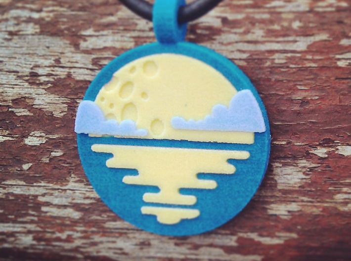 'Moonrise with Clouds' Pendant in Sandstone 3d printed