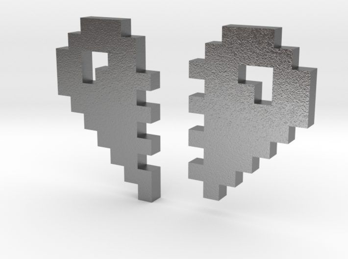 2 Halfs of an 8 Bit Heart (Pixel Heart) 3d printed