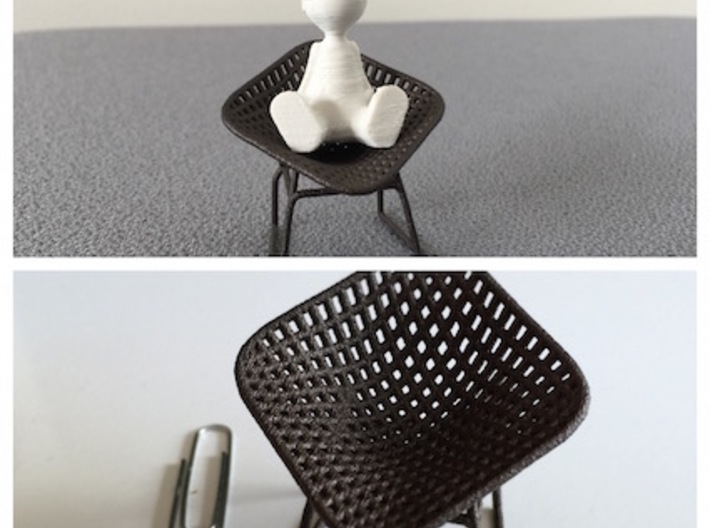 Diamond Wire Mesh Chair (1:24 Scale) 3d printed Polished bronze steel