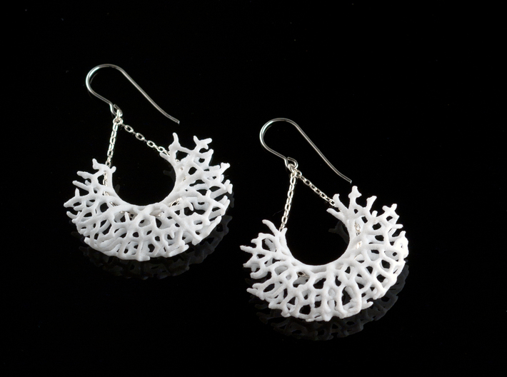 Vessel Earrings - 1 pair 3d printed in White Strong and Flexible Polished