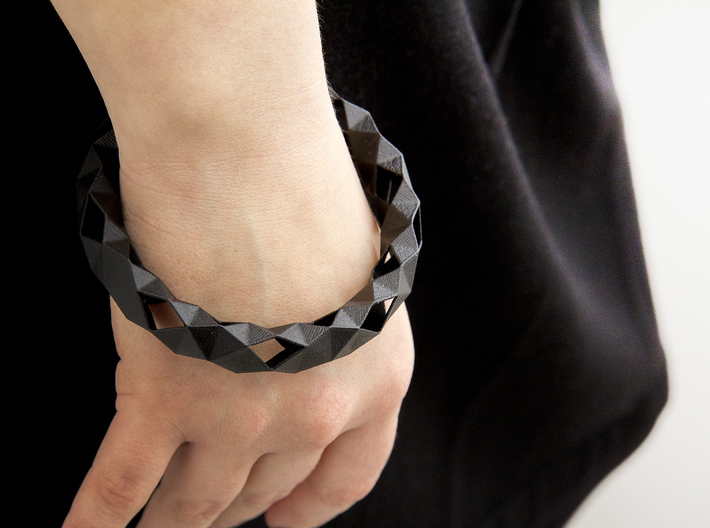 Medium Size - Polygonal Bracelet 3d printed Painted (clear satin)