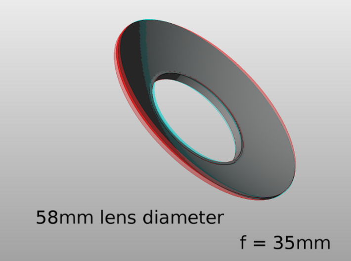 Lieberkühn Reflector 58mm diameter, f = 35mm 3d printed
