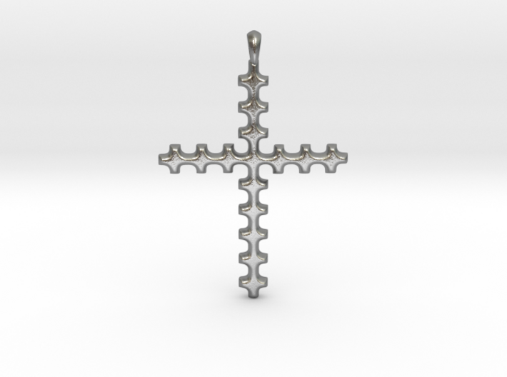 CROSS Cubism Jewelry Pendant in Silver | Gold 3d printed