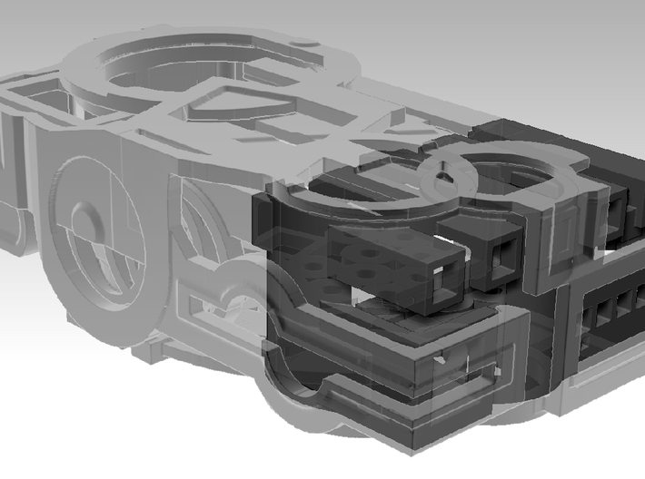 Crank Case Top _ Part1of3 _ by Dallas Good 3d printed This shows how all three parts work together. Each of the three pieces (shown here) are sold separately.