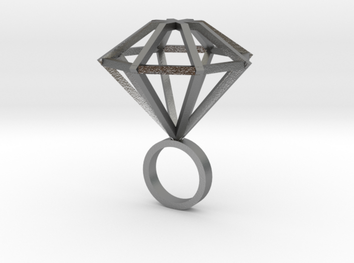 Big Diamond Ring - size 6 3d printed