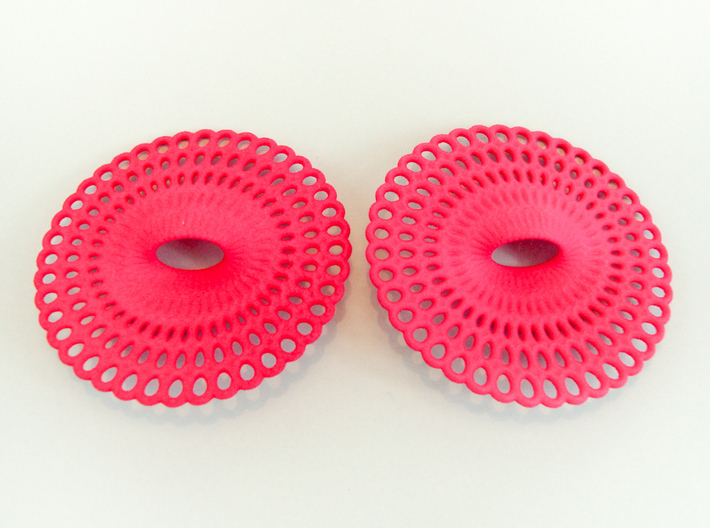 Curvy Hoop Earrings 50mm 3d printed Curvy Hoop Earrings 50mm printen in Pink Strong &amp; Flexible