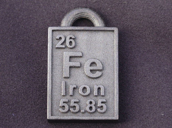 Iron Periodic Table Pendant 3d printed The Iron Pendant Printed In Steel!