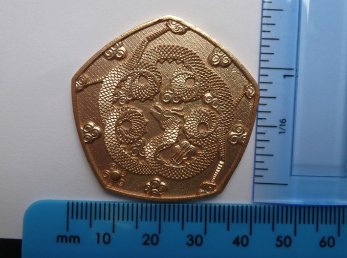 Detailed Dragon Coin 3d printed with scales