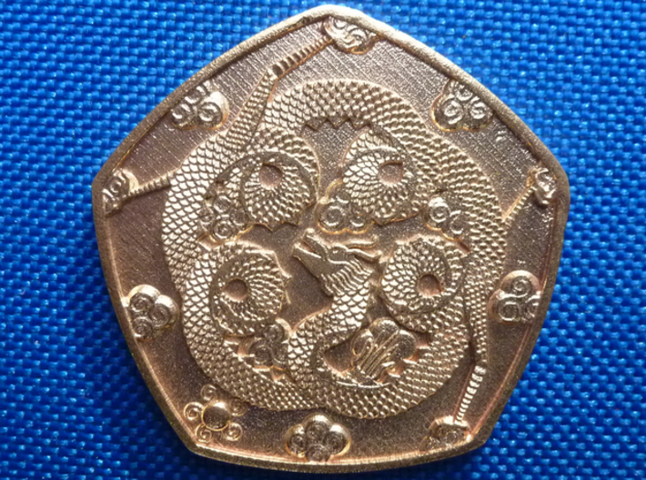 Detailed Dragon Coin 3d printed Dragon side