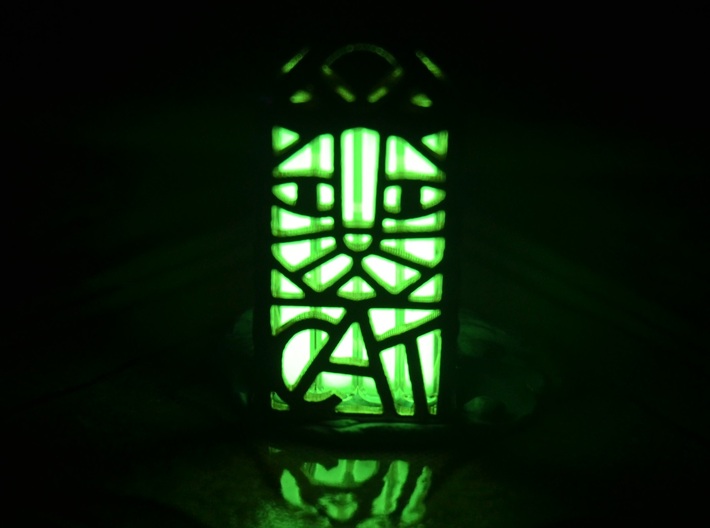 Cat Lantern 1: Tritium (Silver/Brass/Plastic) 3d printed 
