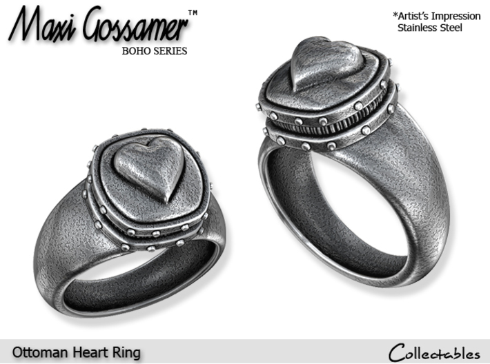 Ottoman Heart Ring 3d printed