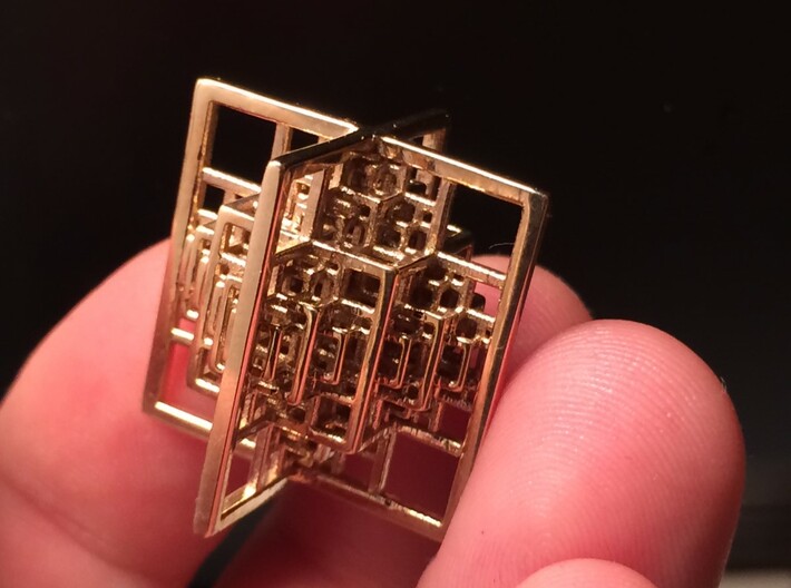 Beamed CuboOctahedron Mini 3d printed Polished Bronze
