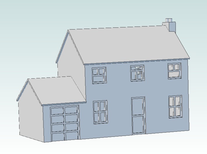 T Gauge House (with garage) 3d printed 