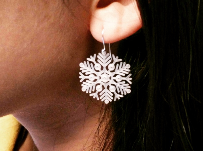 Snowflake Earring 3d printed Same material with different design. Uses earring hook from Michaels art store.