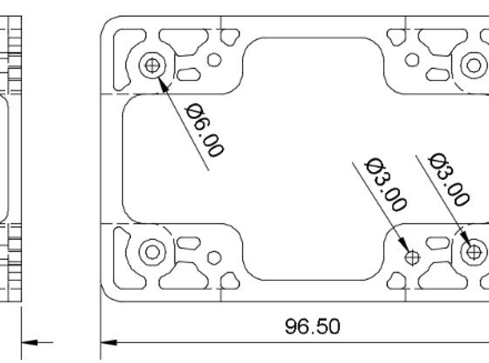 Tarot 680pro adapter Omnimac pixhawk mount revised 3d printed dimensions