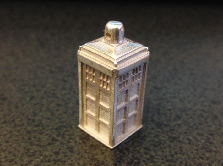 TARDIS Necklace/Charm Silver 3d printed