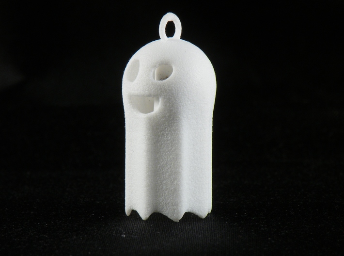 Smiley Ghost 3d printed Ghost pendant in white strong and flexible