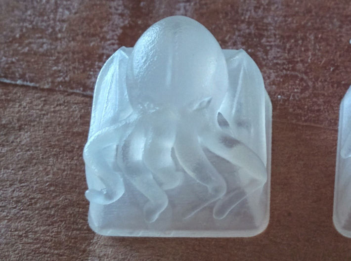 Cthulhu Cherry MX Keycap 3d printed Custom Cherry MX Keycap with a 3D Cthulhu in Frosted Detail (Thanks to gcollic for the great photos!)