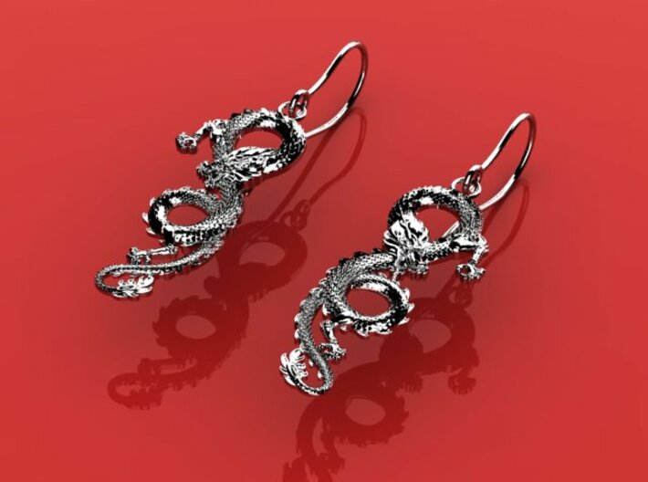 Dragon earrings 3d printed 