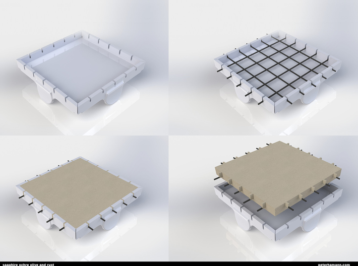 Rebar re-enforced concrete slab mold 3d printed Concept CAD