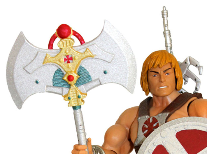 MOTUC 200x He-Man Battle-Axe 3d printed Painted Prototype printed in White Strong & Flexible Polished
