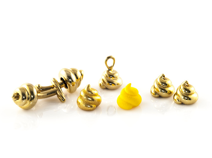 Lucky Golden Poo Earrings 3d printed 